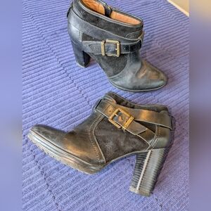 Clarks Black Ankle Booties with Buckle Detail